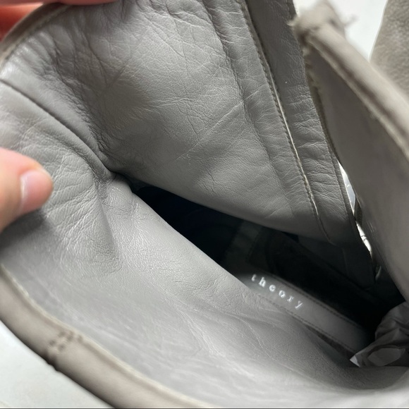 Theory Gray Nubuck Leather Ankle Zip Booties Size 40 US 10 - Picture 11 of 13